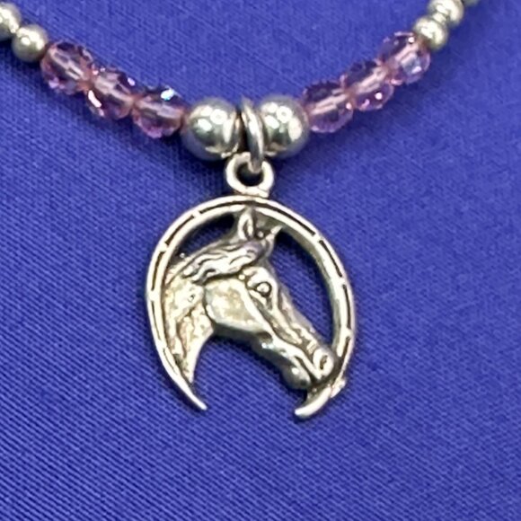 Sterling Silver Equestrian/Horse/Horseshoe Choker Necklace - Picture 10 of 11